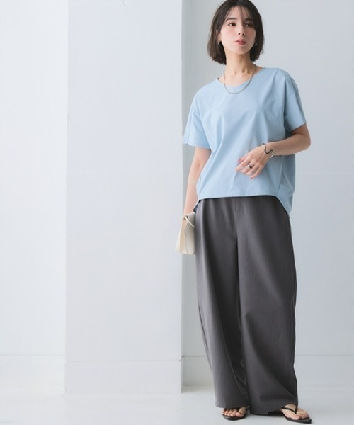 nissen（ニッセン）の「マルチドライカットソーVネックコクーンゆるシルエットプルオーバー（水陸両用・接触冷感・UVカット・吸汗速乾）＜大きいサイズ有＞（Tシャツ/カットソー・レディース・ベージュ/ライトグリーン/ピンク/ブルー/チャコールグレー/アイボリー・3L/LL/L/M/S）」の11枚目の写真