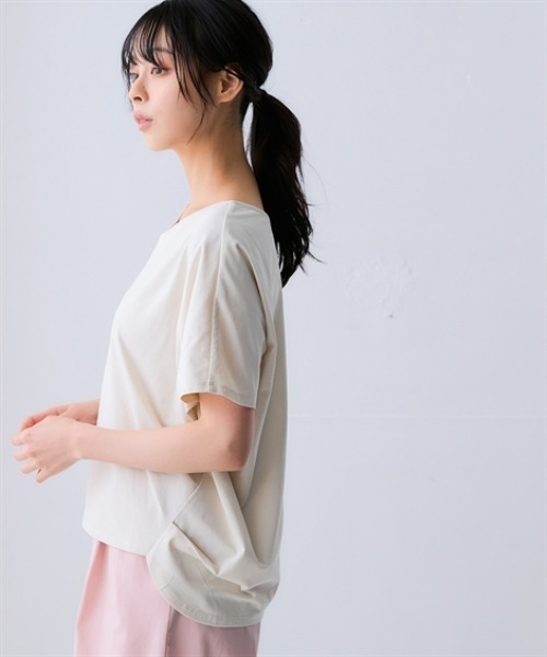 nissen（ニッセン）の「マルチドライカットソーVネックコクーンゆるシルエットプルオーバー（水陸両用・接触冷感・UVカット・吸汗速乾）＜大きいサイズ有＞（Tシャツ/カットソー・レディース・ベージュ/ライトグリーン/ピンク/ブルー/チャコールグレー/アイボリー・3L/LL/L/M/S）」の22枚目の写真