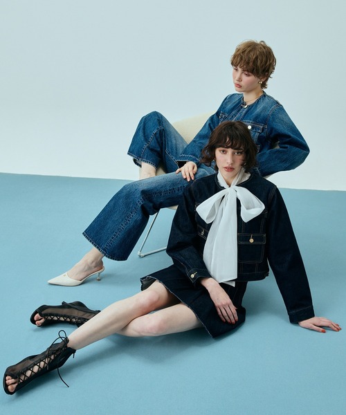 EIMY ISTOIRE（エイミーイストワール）の「ビットデニムパンツ（デニムパンツ・レディース・ブルー/インディゴブルー・24inch/23inch）」の11枚目の写真