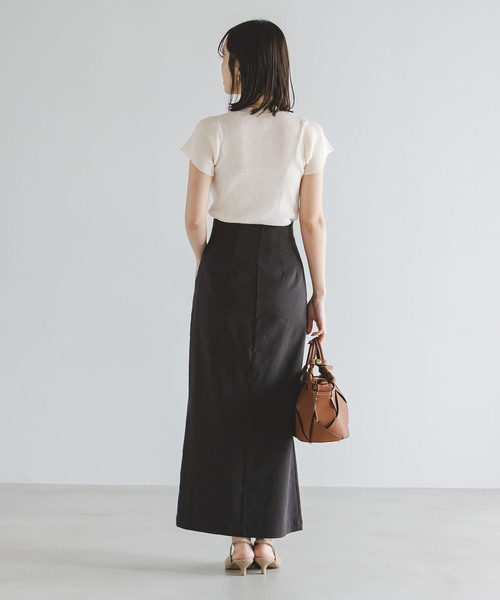 Noble(ノーブル)の「ショートスリーブコンパクトリブニット(ニット/セーター・レディース・ホワイト/ライトグリーン/グレー・FREE)」の13枚目の写真