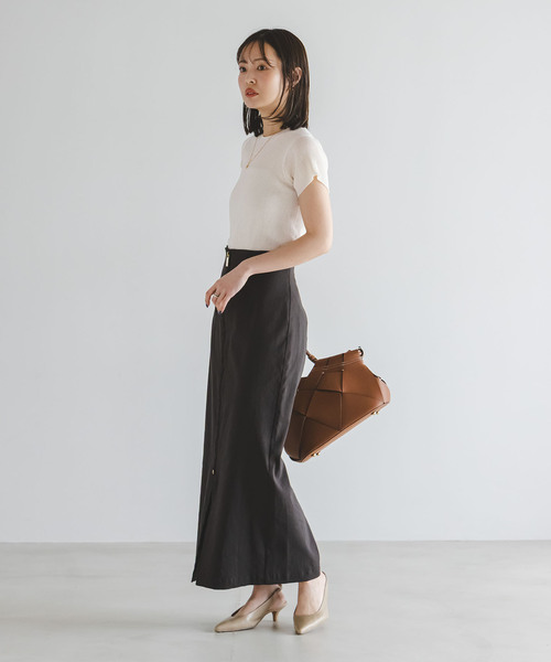 Noble(ノーブル)の「ショートスリーブコンパクトリブニット(ニット/セーター・レディース・ホワイト/ライトグリーン/グレー・FREE)」の18枚目の写真