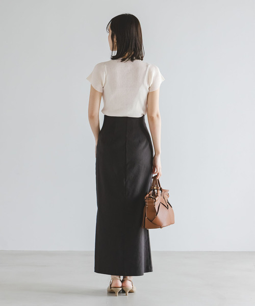 Noble(ノーブル)の「ショートスリーブコンパクトリブニット(ニット/セーター・レディース・ホワイト/ライトグリーン/グレー・FREE)」の19枚目の写真