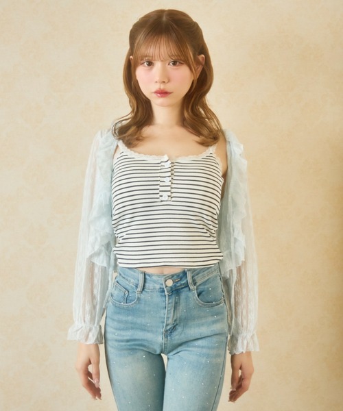 TITTY&CO.(ティティーアンドコー)の「ボーダーキャミソール(キャミソール・レディース・ブラック/ホワイト・FREE)」の9枚目の写真