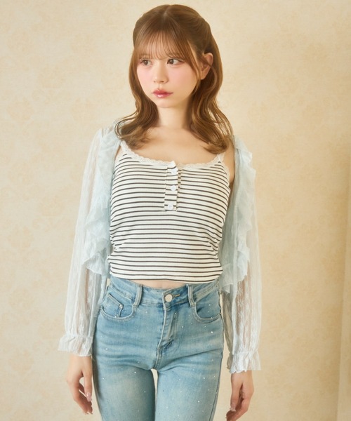 TITTY&CO.(ティティーアンドコー)の「ボーダーキャミソール(キャミソール・レディース・ブラック/ホワイト・FREE)」の8枚目の写真