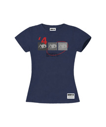 SEW-B（ソービー）の「4our eye セミクロップ半袖Tシャツ [ネイビー]（Tシャツ/カットソー）」