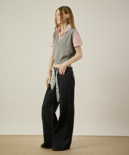 hazyl(ヘイジル)の「Low-rise wide-leg pants/ローライズワイドレッグパンツ(デニムパンツ・レディース・ベージュ/インディゴブルー・MEDIUM/SMALL)」の14枚目の写真