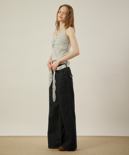 hazyl(ヘイジル)の「Low-rise wide-leg pants/ローライズワイドレッグパンツ(デニムパンツ・レディース・ベージュ/インディゴブルー・MEDIUM/SMALL)」の16枚目の写真