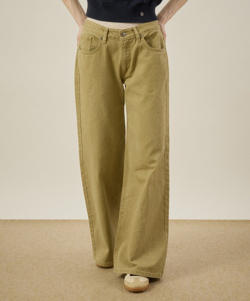 hazyl(ヘイジル)の「Low-rise wide-leg pants/ローライズワイドレッグパンツ(デニムパンツ・レディース・ベージュ/インディゴブルー・MEDIUM/SMALL)」の20枚目の写真