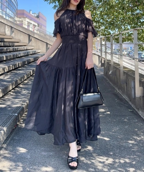 2WAYホルターネックロンパース 春服 夏服（ワンピース）｜rienda
