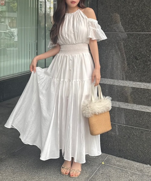 2WAYホルターネックロンパース 春服 夏服（ワンピース）｜rienda