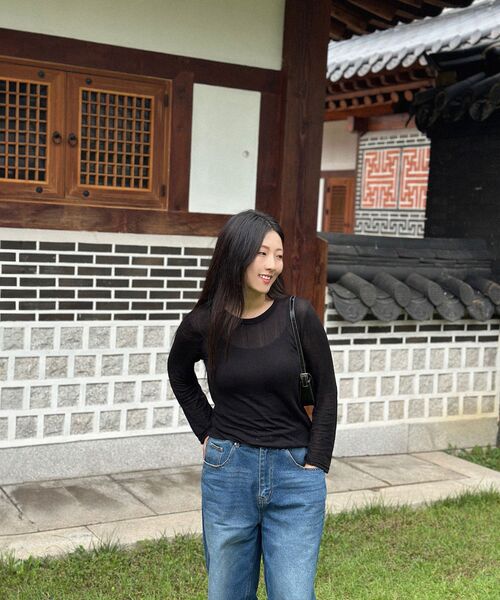 RANDOMOFF（ランダムオフ）の「SLIP SHEER WAVE LONGSLEEVE [BLACK]（Tシャツ/カットソー・レディース・ブラック・ONE SIZE）」の4枚目の写真