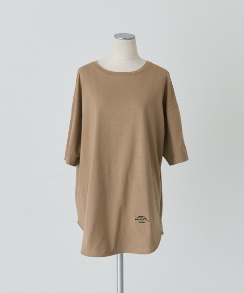 PUAL CE CIN（ピュアルセシン）の「汗ジミ防止加工ワンポイントロゴ刺繍Tシャツ（Tシャツ/カットソー・レディース・スミクロ/ベージュ/オフホワイト・FREE）」の19枚目の写真