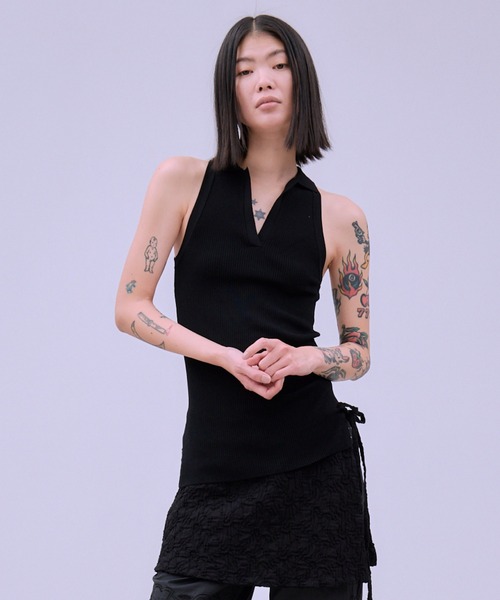 THINGS THAT MATTER(シングス ザット マター)の「AMERICAN SLEEVE KNIT POLO / アメリカン スリーブ ニット ポロ(タンクトップ・レディース・オフホワイト/ブラック/ブラウン/ベージュ・FREE)」の1枚目の写真