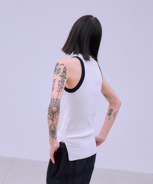 THINGS THAT MATTER(シングス ザット マター)の「AMERICAN SLEEVE KNIT POLO / アメリカン スリーブ ニット ポロ(タンクトップ・レディース・オフホワイト/ブラック/ブラウン/ベージュ・FREE)」の7枚目の写真
