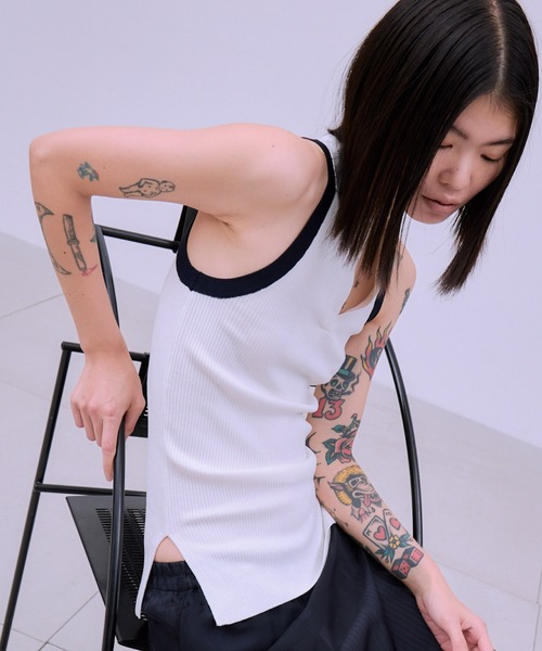 THINGS THAT MATTER(シングス ザット マター)の「AMERICAN SLEEVE KNIT POLO / アメリカン スリーブ ニット ポロ(タンクトップ・レディース・オフホワイト/ブラック/ブラウン/ベージュ・FREE)」の5枚目の写真