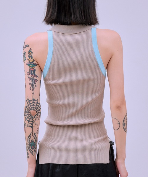 THINGS THAT MATTER(シングス ザット マター)の「AMERICAN SLEEVE KNIT POLO / アメリカン スリーブ ニット ポロ(タンクトップ・レディース・オフホワイト/ブラック/ブラウン/ベージュ・FREE)」の11枚目の写真