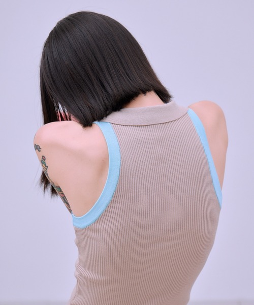 THINGS THAT MATTER(シングス ザット マター)の「AMERICAN SLEEVE KNIT POLO / アメリカン スリーブ ニット ポロ(タンクトップ・レディース・オフホワイト/ブラック/ブラウン/ベージュ・FREE)」の13枚目の写真