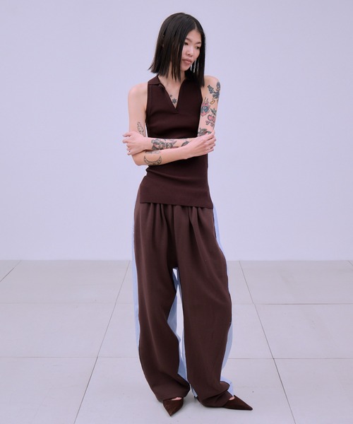 THINGS THAT MATTER(シングス ザット マター)の「AMERICAN SLEEVE KNIT POLO / アメリカン スリーブ ニット ポロ(タンクトップ・レディース・オフホワイト/ブラック/ブラウン/ベージュ・FREE)」の14枚目の写真