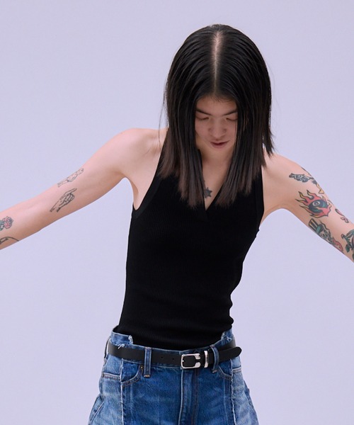 THINGS THAT MATTER(シングス ザット マター)の「AMERICAN SLEEVE KNIT POLO / アメリカン スリーブ ニット ポロ(タンクトップ・レディース・オフホワイト/ブラック/ブラウン/ベージュ・FREE)」の19枚目の写真