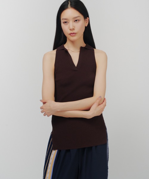 THINGS THAT MATTER(シングス ザット マター)の「AMERICAN SLEEVE KNIT POLO / アメリカン スリーブ ニット ポロ(タンクトップ・レディース・オフホワイト/ブラック/ブラウン/ベージュ・FREE)」の22枚目の写真