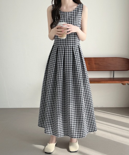 ABITOKYO(アビトーキョー)の「サイドボタンギンガムチェックワンピース(ワンピース・レディース・カーキ/ブラック・M/L)」の12枚目の写真