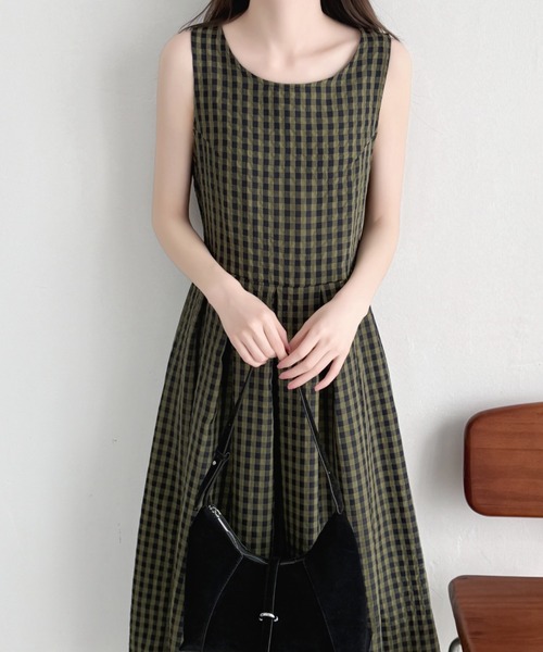 ABITOKYO(アビトーキョー)の「サイドボタンギンガムチェックワンピース(ワンピース・レディース・カーキ/ブラック・M/L)」の19枚目の写真