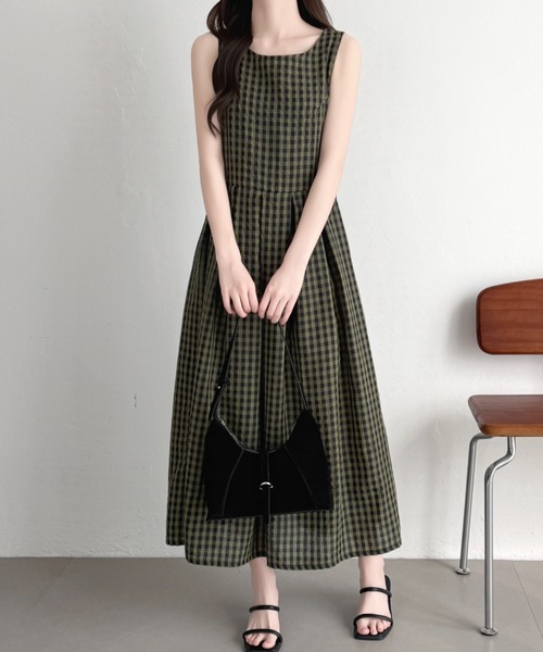 ABITOKYO(アビトーキョー)の「サイドボタンギンガムチェックワンピース(ワンピース・レディース・カーキ/ブラック・M/L)」の21枚目の写真
