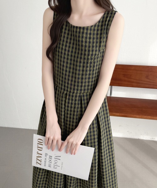 ABITOKYO(アビトーキョー)の「サイドボタンギンガムチェックワンピース(ワンピース・レディース・カーキ/ブラック・M/L)」の22枚目の写真