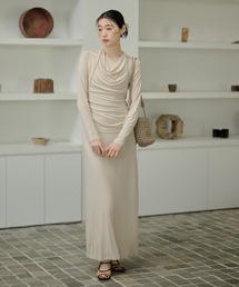 halter neck layered long dress /ホルターネックレイヤードロングワンピース