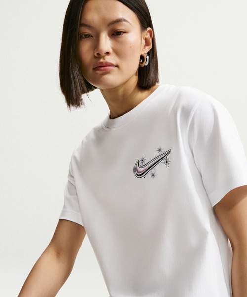 NIKE（ナイキ）の「ナイキ NIKE ナイキ   NSW CLSC BF ARBRSH BTTR T（Tシャツ/カットソー・レディース・ベビーピンク/ホワイト・S/M/L/XL）」の8枚目の写真