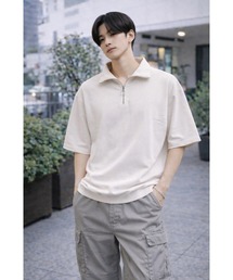 【Bls】 【ZM】【Bling Leads】梨地ジャージ ハーフZIP TEE