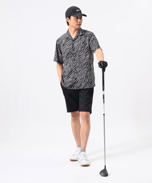 BEAMS GOLF(ビームスゴルフ)の「ORANGE LABEL / ゼブラ柄 フルオープン シャツ(ポロシャツ・メンズ・グリーン/ブラック・M/XL/L)」の3枚目の写真