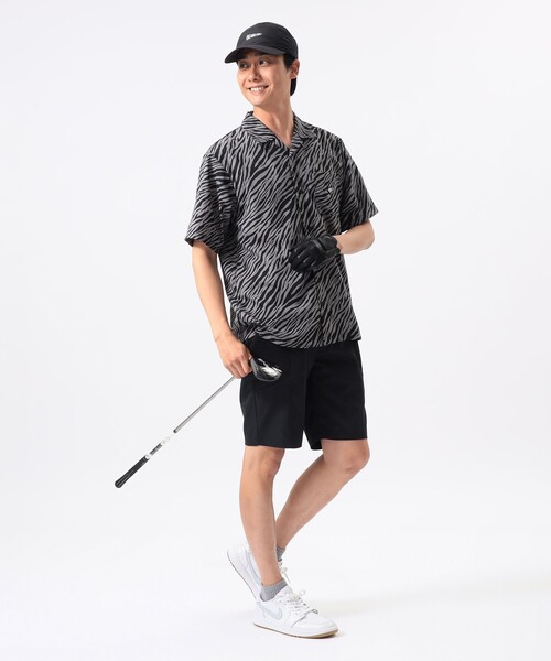 BEAMS GOLF(ビームスゴルフ)の「ORANGE LABEL / ゼブラ柄 フルオープン シャツ(ポロシャツ・メンズ・グリーン/ブラック・M/XL/L)」の4枚目の写真