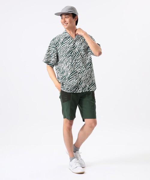 BEAMS GOLF(ビームスゴルフ)の「ORANGE LABEL / ゼブラ柄 フルオープン シャツ(ポロシャツ・メンズ・グリーン/ブラック・M/XL/L)」の5枚目の写真