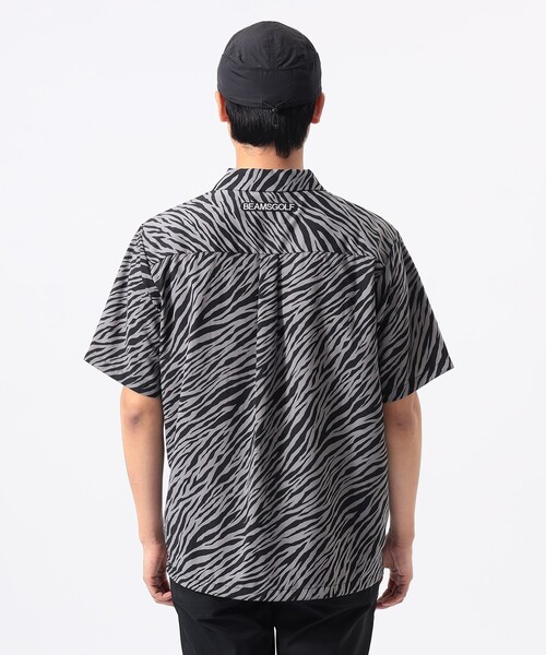BEAMS GOLF(ビームスゴルフ)の「ORANGE LABEL / ゼブラ柄 フルオープン シャツ(ポロシャツ・メンズ・グリーン/ブラック・M/XL/L)」の8枚目の写真