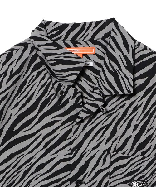 BEAMS GOLF(ビームスゴルフ)の「ORANGE LABEL / ゼブラ柄 フルオープン シャツ(ポロシャツ・メンズ・グリーン/ブラック・M/XL/L)」の12枚目の写真
