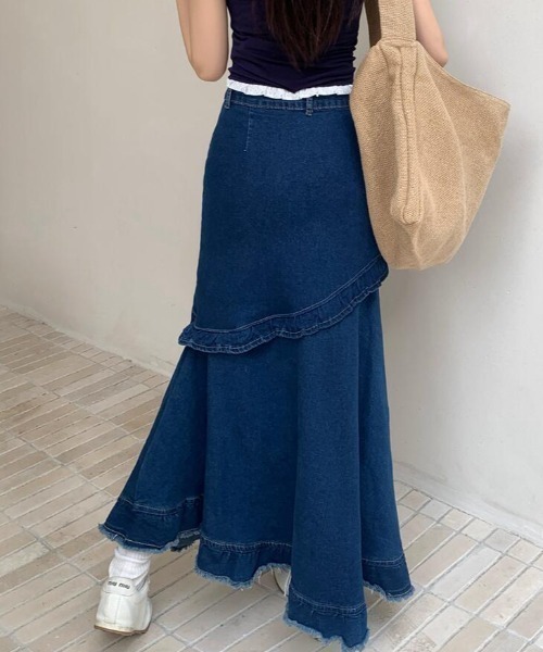 semplice(センプリチェ)の「デニム マキシスカート(スカート・レディース・ブルー・S/M/L)」の7枚目の写真