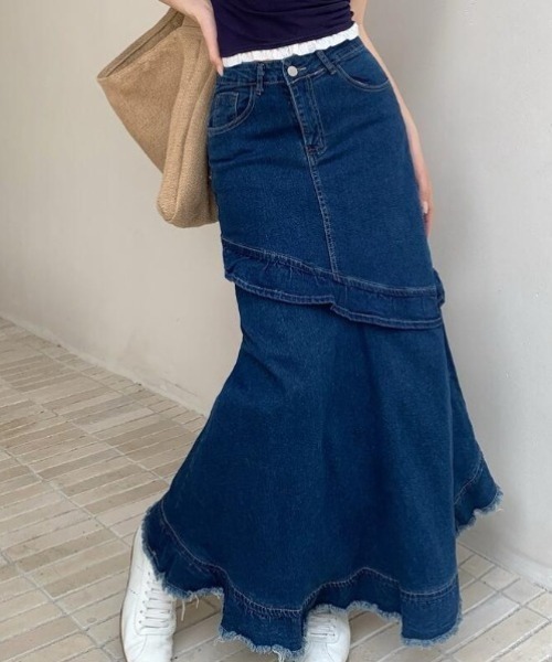 semplice(センプリチェ)の「デニム マキシスカート(スカート・レディース・ブルー・S/M/L)」の9枚目の写真