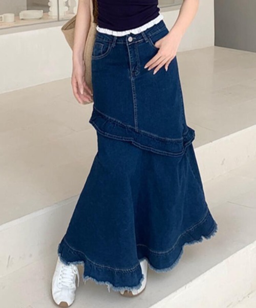 semplice(センプリチェ)の「デニム マキシスカート(スカート・レディース・ブルー・S/M/L)」の11枚目の写真