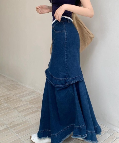 semplice(センプリチェ)の「デニム マキシスカート(スカート・レディース・ブルー・S/M/L)」の14枚目の写真
