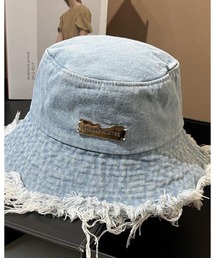 ヴィンテージ風ﾌﾘﾝｼﾞ加工デニムハット