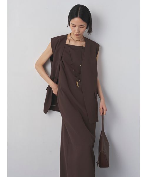 MIESROHE（ミースロエ）の「【LUMISHADE】フロントタックキャミワンピース（ワンピース・レディース・ライトベージュ/ブラウン・1/0）」の9枚目の写真