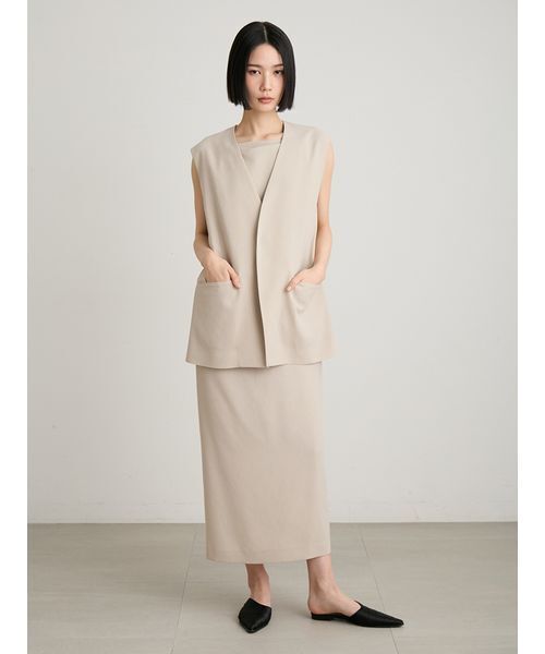 MIESROHE（ミースロエ）の「【LUMISHADE】フロントタックキャミワンピース（ワンピース・レディース・ライトベージュ/ブラウン・1/0）」の22枚目の写真
