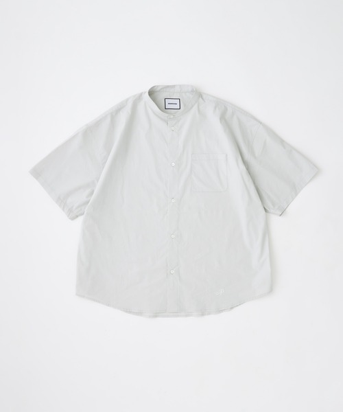 ADAM PATEK(アダムパテック)の「ADAMPATEK/ap embroidery stand collar shirt/タイプライタースタンド半袖ルーズシャツ(AP2615032)(シャツ/ブラウス・レディース・グレー/ダークグレー/ホワイト・1/2)」の3枚目の写真