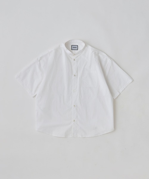 ADAM PATEK(アダムパテック)の「ADAMPATEK/ap embroidery stand collar shirt/タイプライタースタンド半袖ルーズシャツ(AP2615032)(シャツ/ブラウス・レディース・グレー/ダークグレー/ホワイト・1/2)」の5枚目の写真