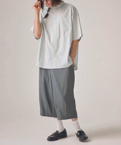 ADAM PATEK(アダムパテック)の「ADAMPATEK/ap embroidery stand collar shirt/タイプライタースタンド半袖ルーズシャツ(AP2615032)(シャツ/ブラウス・レディース・グレー/ダークグレー/ホワイト・1/2)」の7枚目の写真