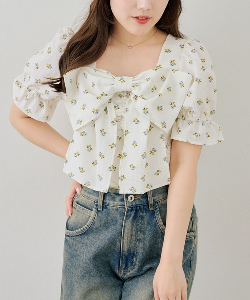 Another Branch olive des olive(アナザーブランチオリーブデオリーブ)の「BIGリボンブラウス(シャツ/ブラウス・レディース・その他11/サックスブルー/ドット/ネイビー・FREE)」の14枚目の写真