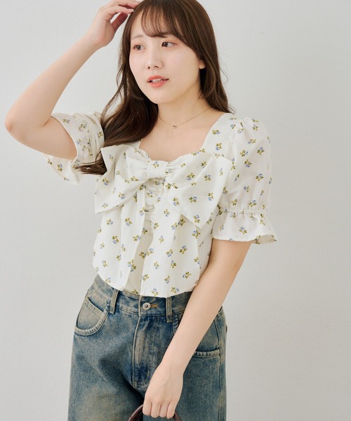 Another Branch olive des olive(アナザーブランチオリーブデオリーブ)の「BIGリボンブラウス(シャツ/ブラウス・レディース・その他11/サックスブルー/ドット/ネイビー・FREE)」の11枚目の写真