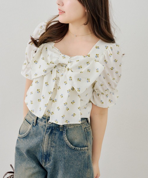 Another Branch olive des olive(アナザーブランチオリーブデオリーブ)の「BIGリボンブラウス(シャツ/ブラウス・レディース・その他11/サックスブルー/ドット/ネイビー・FREE)」の12枚目の写真