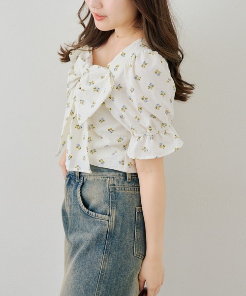 Another Branch olive des olive(アナザーブランチオリーブデオリーブ)の「BIGリボンブラウス(シャツ/ブラウス・レディース・その他11/サックスブルー/ドット/ネイビー・FREE)」の16枚目の写真